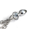 Nixie Metal Butt Plug w/Inlaid Jewel & Cuff Set - Silver Metallic