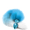 Nixie Metal Butt Plug w/Faux Fur Tail - Blue Metallic
