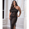 Shoulder Baring Laced Night Dress Black QN
