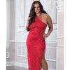 Shoulder Baring Laced Night Dress Red QN