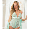Romper w/Snap Open Crotch & Laced Robe Mint O/S