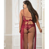 Empire Waist Laced Sheer Long Dress & Panty Mulled Wine QN