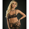 Playful Garter Zip Skirt, Top & Stockings Black O/S