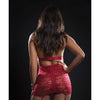 Halter Garter Dress w/Zipper Front Red Berry O/S