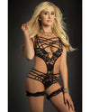 Caged Teddy & Lace Garters Black O/S