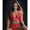 O Ring Halter Top & Boyshort Candy Red O/S