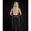 Cut Out Open Front Flyaway Night Gown w/Pearl Chains & Panty Black O/S
