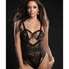 Open Cups Laced Teddy w/Open Rear View Black O/S