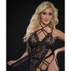 Lace Halter Babydoll w/High Waist Strappy Panty Blackout O/S