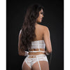 Lace Up Halter Bustier, Boyshort Garters & Stockings Lavish White O/S