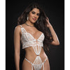 O'Ring Caged Garter Teddy w/Lace Garters Lavish White O/S
