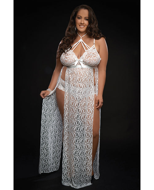 Lace Night Gown w/Lace Panty White QN