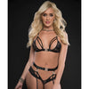 Lace Bra, Cheeky Panty Garter & Stockings Blackout O/S