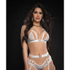 Lace Bra, Cheeky Panty Garter & Stockings Lavish White O/S