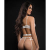 Caged Wired Bra, Garter Panty & Stockings Lavish White O/S