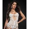 Lace Up Plunge Garter Slip, Stockings & Thong Lavish White O/S