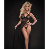 Lace Night Gown w/High Waist Strappy Panty Blackout O/S