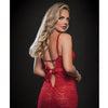 Sheer Lace Garter Dress w/Stocking Red O/S