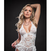 Flared Lace Teddy w/Snap Crotch White O/S