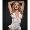 Flared Lace Teddy w/Snap Crotch White O/S