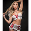 Laced Bra, Garter Skirt, Thong & Stockings White O/S
