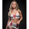 Laced Bra, Garter Skirt, Thong & Stockings White O/S