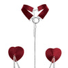 Nipplicious Dominatrix Leather Collar & Pasties w/Chain - Red