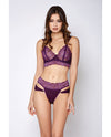 Cross Dye Lace & Microfiber Bra Set & Panty Purple LG