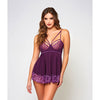 Cross Dye Lace & Microfiber Babydoll & G-String Purple XL