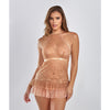 Amber Halter Lace Babydoll w/Tiered Pleated Mesh Skirt Hem & G-String Brown XL
