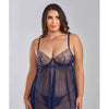 Jennie Cross Dyed Galloon Lace & Mesh Babydoll Navy 1X