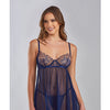 Jennie Cross Dyed Galloon Lace & Mesh Babydoll Navy XL
