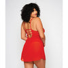 Galloon Lace & Fine Mesh Babydoll & G-String Red 2X