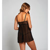 Jacquard Lace, Fine Mesh Babydoll & G-String - Fuchsia/Black