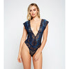 Lace & Mesh Deep V Teddy - Blue