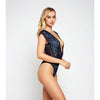 Lace & Mesh Deep V Teddy - Blue