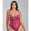 Quinn Cross Dyed Galloon Lace & Mesh Teddy Wine 2X