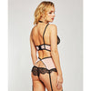 Estrella Lace & Stretch Sateen Bra & Garter Set - Pink/Black