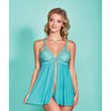 Riley Eyelash Lace Soft Cup Babydoll & Panty Teal MD