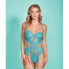 Riley Eyelash Lace Teddy w/Side Cutouts Teal XL