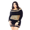 Nothing to Hide Nylon & Diamond Net Chemise Black QN