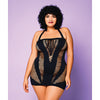 Heart of Chaos Seamless Chemise w/Halter Strap & Vertical V Cut Outs Black QN