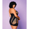 Heart of Chaos Seamless Chemise w/Halter Strap & Vertical V Cut Outs Black QN