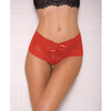 Lace & Pearl Boyshort w/Satin Bow Accents - Red