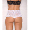 Lace & Pearl Boyshort w/Satin Bow Accents - White