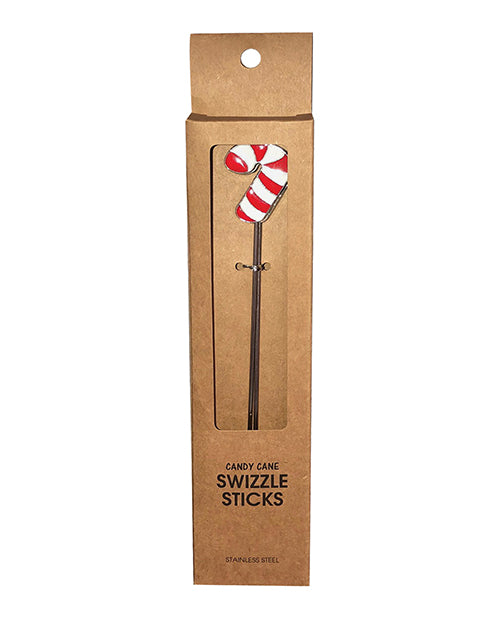 Candy Cane Reusable Stainless Steel (Dishwasher Safe) Swizzle Stick - Pack of 2