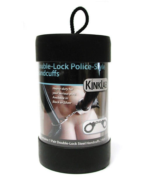 NO ETA KinkLab Double Lock Police Style Handcuffs - Black