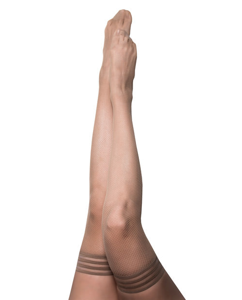 Kix'ies Samantha Fishnet Thigh High - Nude
