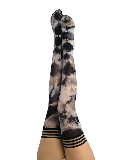 Kix'ies Mackenzie Tie Die Thigh High Black/Tan A