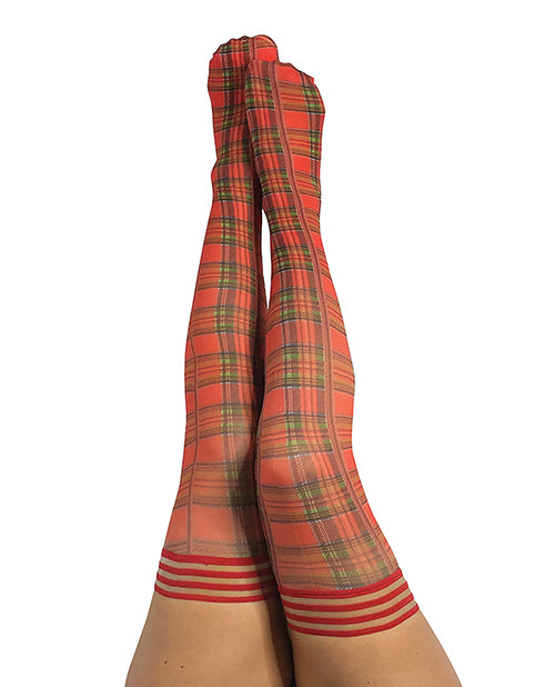Kix'ies Grace Plaid Thigh Highs Red D